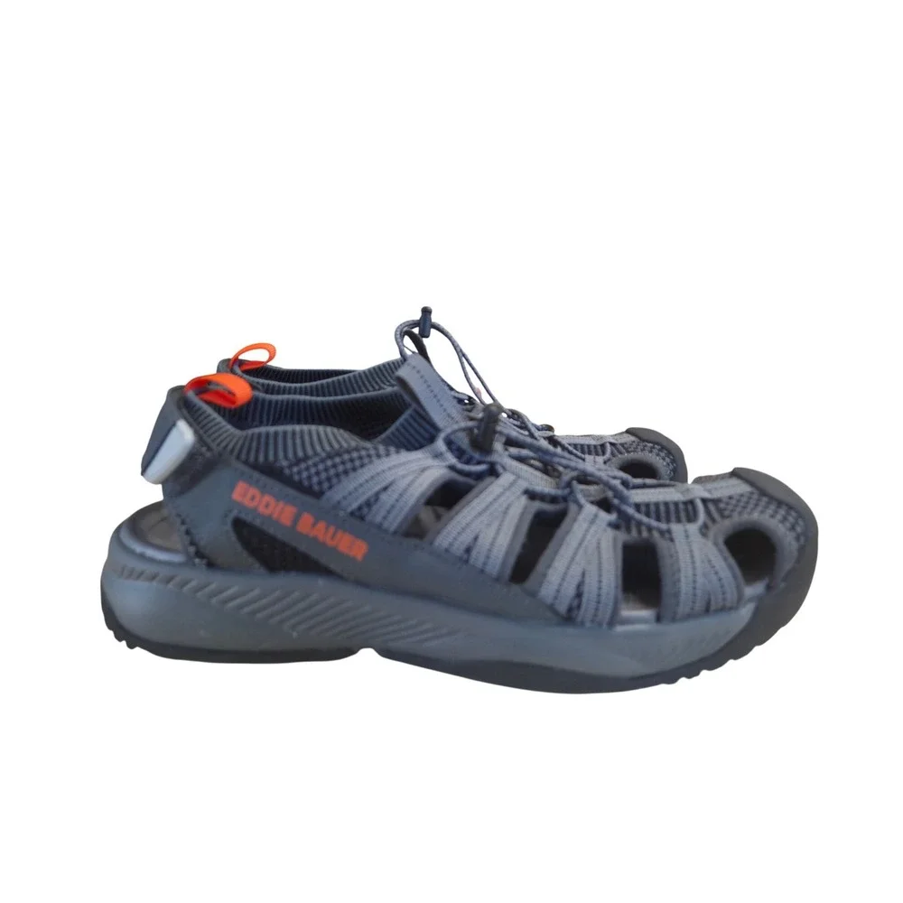 Eddie Bauer Cedar Mens 8M Gray Orange Bungee Closed Toe Outdoor Sport Sandals